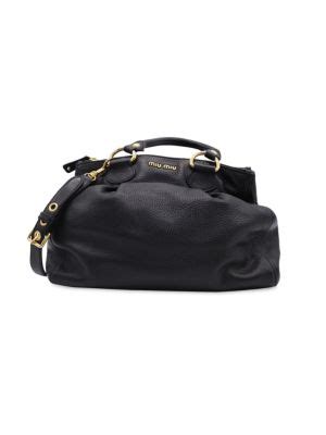 Miu Miu Miu Miu Vitello Caribu Bag In Black Leather on SALE